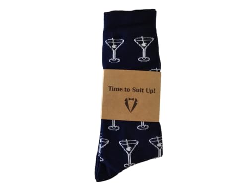 Eco Treasures Market Groomsmen Socks, Groomsmen Usher Gift, Groomsman Proposal Box, Best Man Gift, Funny Sock, Groomsmen Proposal Box, Premium Bamboo Sock, Blue Martini Novelty Socks