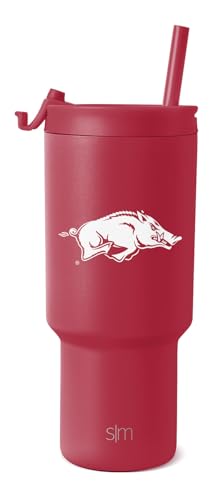 Simple Modern Officially Licensed Collegiate Arkansas Razorbacks 30 oz Tumbler with Flip Lid and Straws | Insulated Cup Stainless Steel | Gifts for Men Women | Trek Collection | University of Arkansas