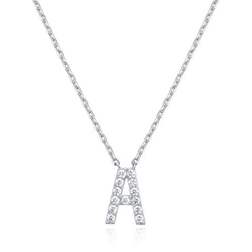 PAVOI 14K White Gold Plated Cubic Zirconia Initial Necklace | Letter Necklaces for Women | A Initial