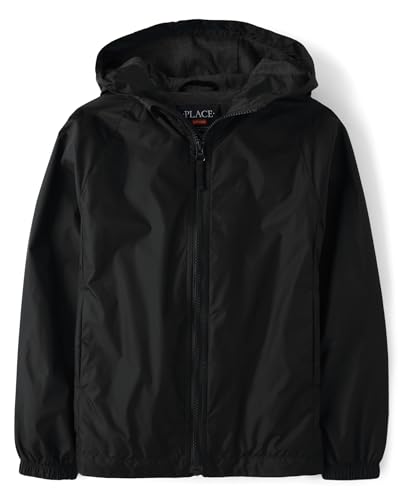 The Children's Place Boys' Uniform Windbreaker Jacket, Onyx