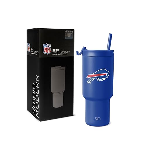 Simple Modern Officially Licensed NFL Buffalo Bills 30 oz Tumbler with Flip Lid and Straws | Insulated Cup Stainless Steel | Gifts for Men Women | Trek Collection | Buffalo Bills