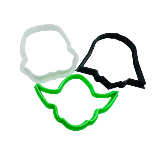 WELLSHEZZ COOKIE CUTTER INSPIRED BY MOVIE CHARACTERS FACE HELMET OUTLINES DARTHg VADERr STORMm TROOPER SET OF 3 SPECIAL OCCASION COOKIE CUTTERS