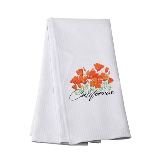 PWHAOO California Poppy Kitchen Towel California Kitchen Towel California State Gift American Poppy Gift (California T)