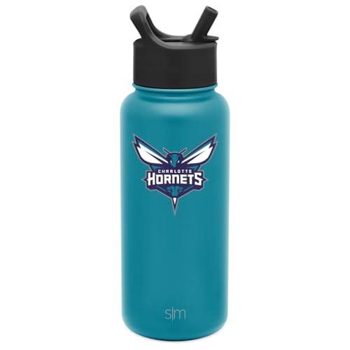 Simple Modern Officially Licensed NBA Charlotte Hornets Water Bottle with Straw Lid | Vacuum Insulated Stainless Steel 32oz Thermos | Summit Collection | Charlotte Hornets