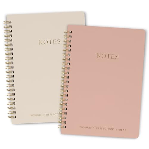 Aesthetic Spiral Notebook Set of 2 For Women and Men - Cute College Ruled 8x6 Bible Study Journal/Notebook with Pockets And Lined Pages - Perfect A5 Supplies to Stay Organized at Work or School