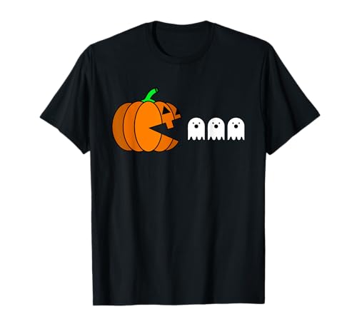 Funny Halloween Pumpkin Eating Ghost, Gamer Men Women Kids T-Shirt