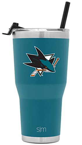 Simple Modern Officially Licensed NHL San Jose Sharks 30oz Cruiser Tumbler Insulated Travel Mug Cup with Flip Lid and Straw