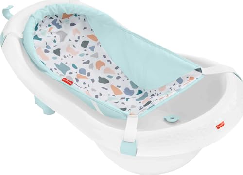 Fisher-Price Baby to Toddler Bath 4-in-1 Sling ‘n Seat Tub with Removable Infant Support and 2 Toys, Pacific Pebble