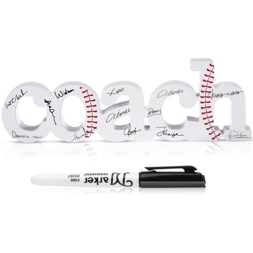 CroBlissful 2 Pcs Baseball Coach Wood Word Marker Pen Set Baseball Coach Gift Coach Dad Gifts for Desk Decor Ready to Autograph