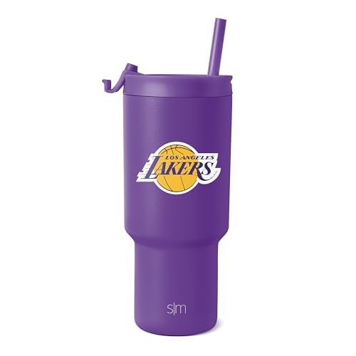 Simple Modern Officially Licensed NBA Lakers 30 oz Tumbler with Flip Lid and Straws | Insulated Cup Stainless Steel | Gifts for Men Women | Trek Collection | Los Angeles Lakers