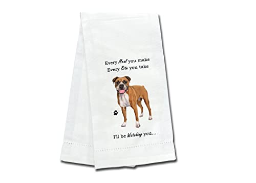 E&S Imports Boxer Kitchen Towel - Soft Highly Absorbent - Boxer Gifts - Dish Towels for Washing Dishes - Tea Towels - Reusable - Quick Drying - 100% Natural Cotton - Towels for Pet Lovers