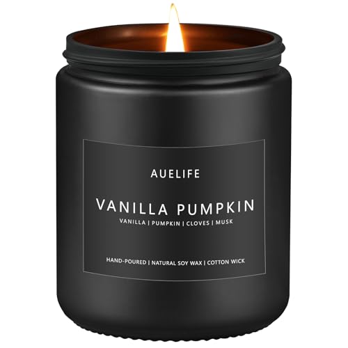 Fall Candle | Vanilla Pumpkin Candle - Scented Candles for Autumn, Fall Candle for Home, Autumn Soy Candles - 7 OZ Candles Gifts, Black Candles Fall Gifts