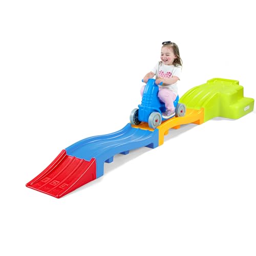 Simplay3 Deluxe Expandable Roller Coaster with Tracks, Downhill Race Track for Growing Kids, Indoor Outdoor Toddler Ride On Toy, Ages 2-5 Years