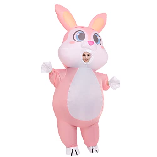 Spooktacular Creations Inflatable Costume Women, Pink Bunny Full Body Blow up Costume, Deluxe Halloween Costume with a pair of Gloves for Adult Halloween Easter Themed Parties