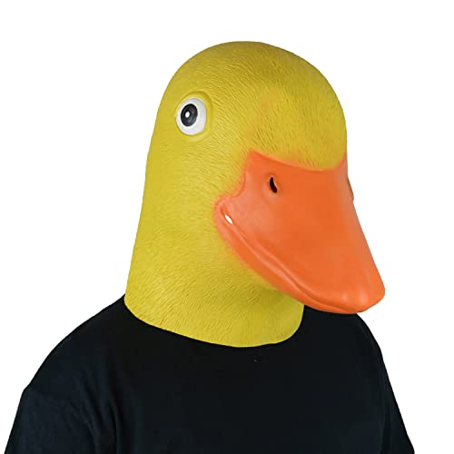 Yellow Duck Head Mask, Halloween Latex animal masks, Full Head Novelty Funny Mask for Cosplay Costume Party Christmas Props