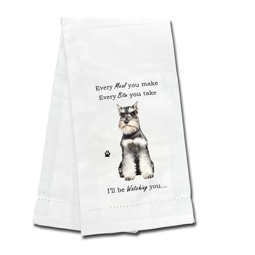 E&S Imports Schnauzer Kitchen Towel - Soft Highly Absorbent - Schnauzer Gifts - Dish Towels for Washing Dishes - Tea Towels - Reusable - Quick Drying - 100% Natural Cotton - Towels for Pet Lovers