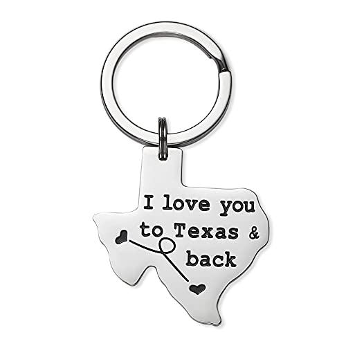 I Love You to Texas and Back Keychain Boyfriend Girlfriend Long Distance Relationship Gift Going Away Gifts Friendship (Keychain)