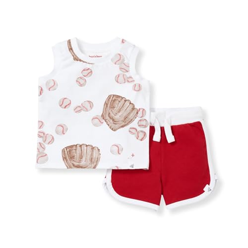 Burt's Bees Baby Baby Boys' Shirt and Pant Set, Top & Bottom Outfit Bundle, 100% Organic Cotton, Play Ball