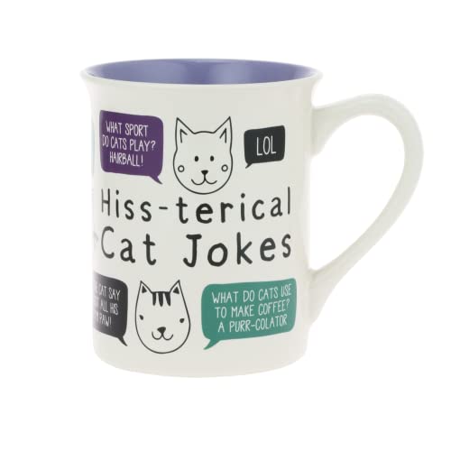 Enesco Our Name is Mud Pets Hiss-Terical Cat Jokes Coffee Mug, 16 Ounce, Multicolor