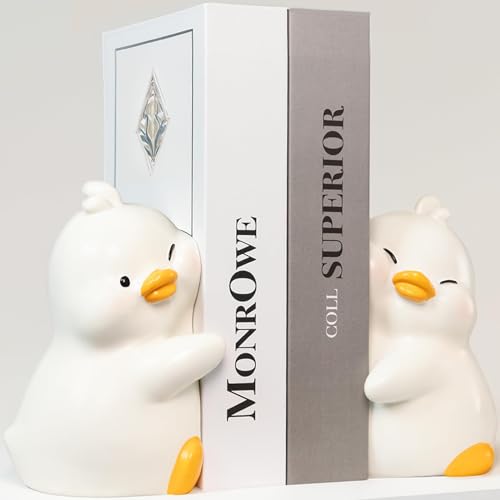 ZIHHO Cute Bookends, Cute Hug Ducks Decorative Bookend, Book Ends for Shelves, Cute Home Decor Unique Book Holders Book Stoppers Funny Book end for Kids Children Desk Office Bookshelf Decor