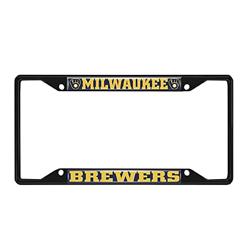 Fan Mats 31311: Milwaukee Brewers Metal License Plate Frame Black Finish