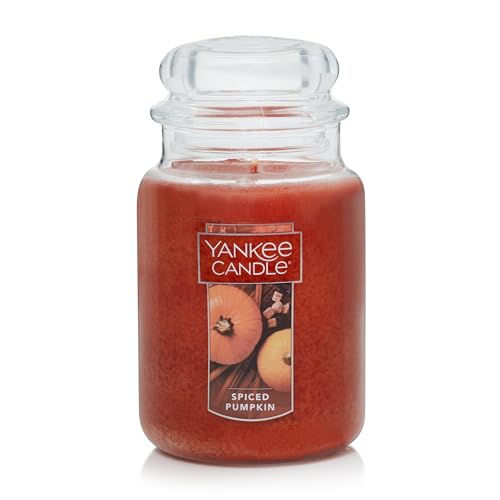 Yankee Candle Spiced Pumpkin Scented, Classic 22oz Large Jar Single Wick, Over 110 Hours of Burn Time, Perfect Accent for Fall Decor