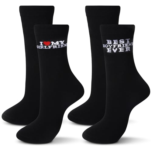 Haysandy 2 Pairs I Heart Love My Wife Girlfriend Socks Best Boyfriend Husband Ever Socks for Christmas Valentine's Day Gifts(Boyfriend Style)