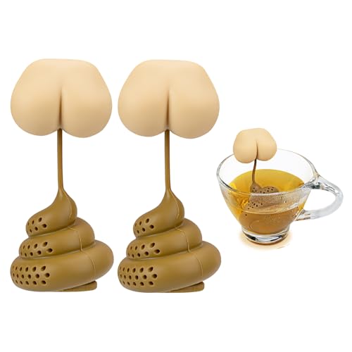 Noviko 2 Pack Butt Poop Tea Infuser for White Elephant Gift,Silicone Cute Tea Infusers for Loose Tea