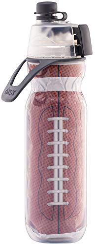 O2COOL Mist 'N Sip Misting Water Bottle No Leak Pull Top Spout Sports Water Bottle 20 oz (Football)