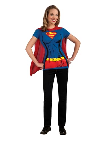 Rubie's womens Dc Comics Women's Supergirl T-shirt With Cape Adult Sized Costumes, As Shown, Medium US