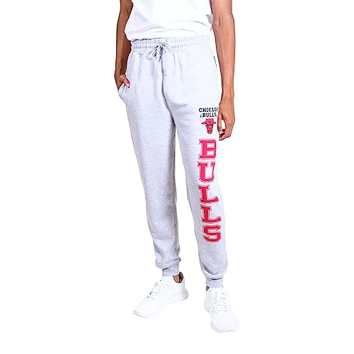 Ultra Game NBA Official Men’s Super Soft Game Day Jogger Sweatpants - Unisex, Chicago Bulls, Heather Gray, Large