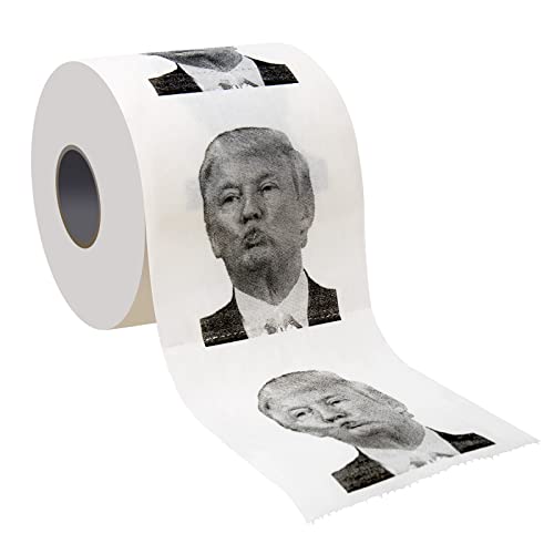 Rulyyo Donald Trump Toilet Paper - Funny Novelty Gag Political Gag Gift Bathroom Tissue, 3 Ply, 300 Sheets, 1 Roll - Hilarious White Elephant Gift Christmas Stocking Stuffer Birthday Gift