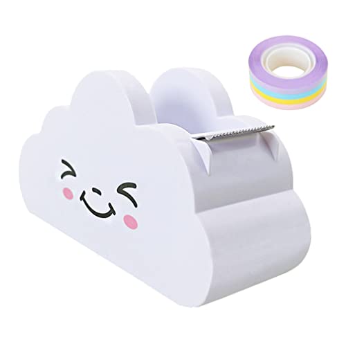 Office Tape Dispenser Desktop Tape Dispenser Cloud Shape Office Desk Tape Dispenser Cutter with Rainbow Tape Roll for Masking Washi Tape Home Office Supplies Tape Roll Dispenser