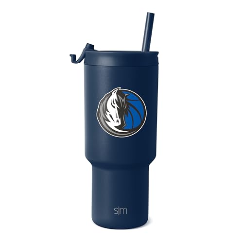 Simple Modern Officially Licensed NBA Mavericks 30 oz Tumbler with Flip Lid and Straws | Insulated Cup Stainless Steel | Gifts for Men Women | Trek Collection | Dallas Mavericks