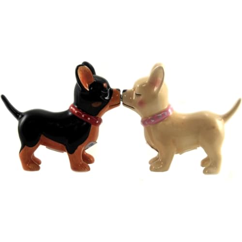 Pacific Trading Kissing Chihuahuas Pucker Up Pups, Salt and Pepper Shaker Set, Magnetic