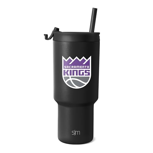 Simple Modern Officially Licensed NBA Kings 30 oz Tumbler with Flip Lid and Straws | Insulated Cup Stainless Steel | Gifts for Men Women | Trek Collection | Sacramento Kings