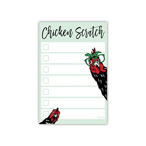 Funny Chickens Sticky to Do Notepad - Chicken Scratch - Rooster Baby Chick Chicken Coop Lover Gifts | Country Themed Notebook | ChickenScratch Chicklet Barn Office Decor Accessories 4x6' 50 Pages