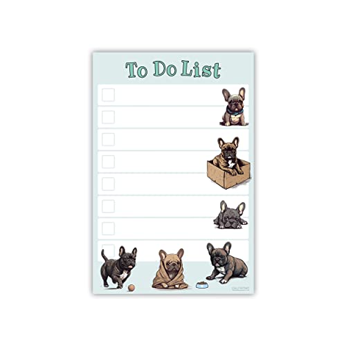 French Bulldog Puppies Sticky to Do List Notepad - Kawaii Dog Sticky Notes Stationary School Supplies for Frenchie Mom | French Bulldog Gifts for Frenchie Lovers | 4' x 6' 50 Pages