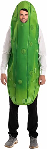 Spooktacular Creations Halloween Pickle Costume Adult, Unisex Food Costume, Funny Costume for Men, Green Fruit Jumpsuit for Dress-Up, Cosplay, Themed Party (Large)