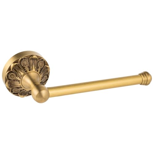 Lucyound Antique Brass Toilet Paper Holder, Bathroom Tissue Roll Holder Wall Mount, Vintage Gold Decorative Bathroom Accessories, Petal-Relief Series