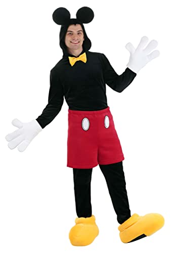 Disney Adult Deluxe Mickey Mouse Costume Mens, Classic Mickey Red Shorts & White Gloves Halloween Outfit