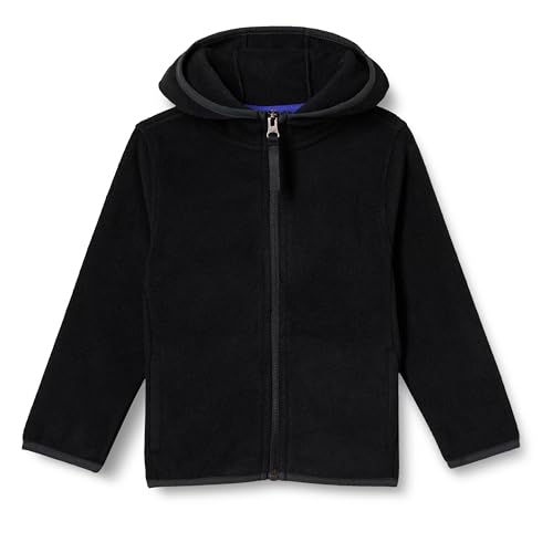 Amazon Essentials Toddler Boys' Polar Fleece Full-Zip Hooded Jacket, Black, 4T