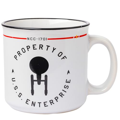 Silver Buffalo Star Trek NCC-1701 Property of The USS Enterprise Ceramic Camper Mug, 20 Ounces