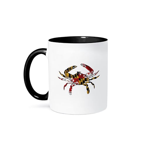 3dRose Maryland Crab Flag Two Tone Mug, 1 Count (Pack of 1), Black