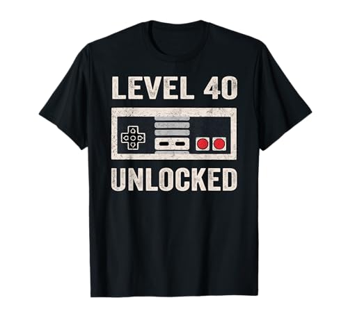 Level 40 Unlocked Video Gamer 40th Birthday Gift T-Shirt