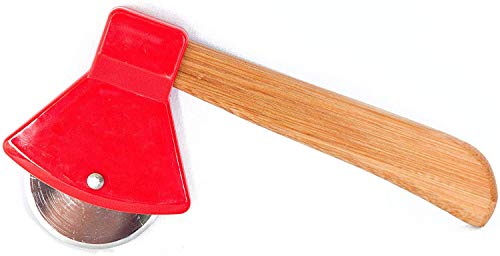 bulk buys Kitchen Essentials Axe Pizza Cutter, 8.25', Brown/Red/Silver