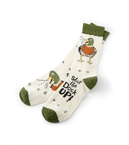 Little Blue House by Hatley Men's Crew Socks, Shut the Duck up, One Size