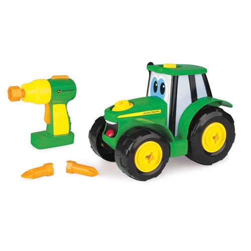 BUILD-A-BUDDY John Deere Tractor Toy and Toy Drill - Toddler STEM Take Apart Toys with 16 Individual Pieces and Kids Tools - Kids Building Toys Ages 3 Years and Up