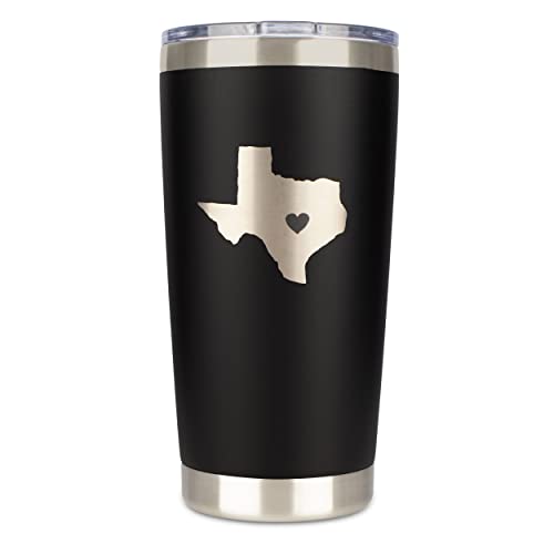 JENVIO Texas Gifts | Stainless Steel Wine or Coffee Travel Tumbler with Laser Etched Design 2 Lids and 2 Steel Straws | Themed State Decor for Women Husband Christmas Lonestar State