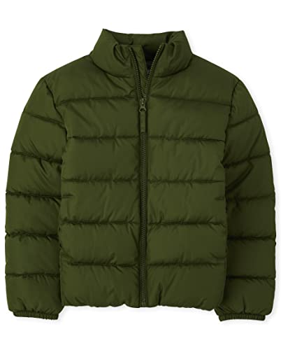 The Children's Place Boys' Medium Weight Puffer Jacket, Wind, Water-Resistant, Dark Ivy, Small (5/6)